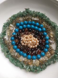 Бусы из натуральных камней Цитрины, нефрит, бирюза