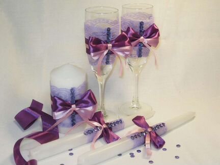 Набор свадебные бокалы и свечи 