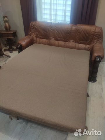 Кожаный диван раскладной бу
