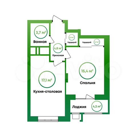 1-к. квартира, 46,1 м², 7/16 эт.