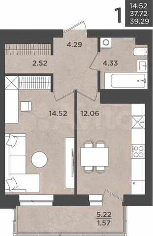 1-к. квартира, 39,3 м², 17/24 эт.