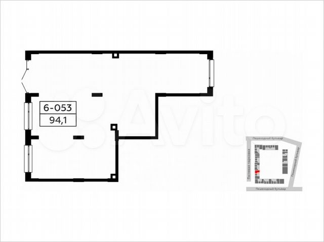 Аренда, торговое помещение площадью 93.8 кв.м