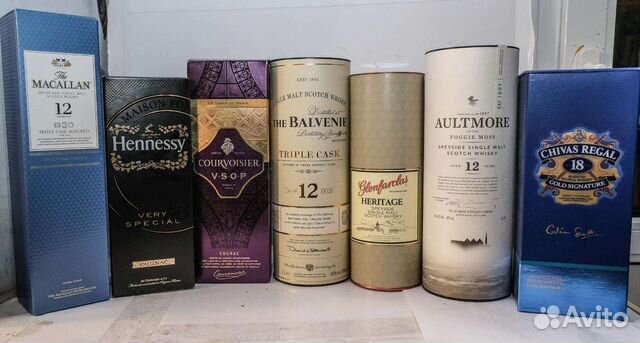 Тубы и коробки от элитного спиртного
