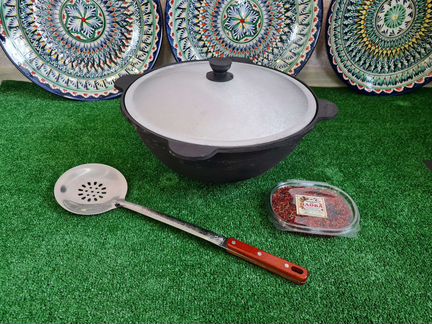 Казан 8л чугунный с плоским дном