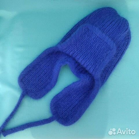 Шапка-ушанка из пряжи пух норки