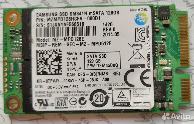 SSD samsung SM841N msata 128GB