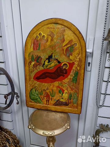Икона Храмовая старинная.Рождество Христово.70 см