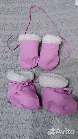 Пинетки и варежки теплые на овчине