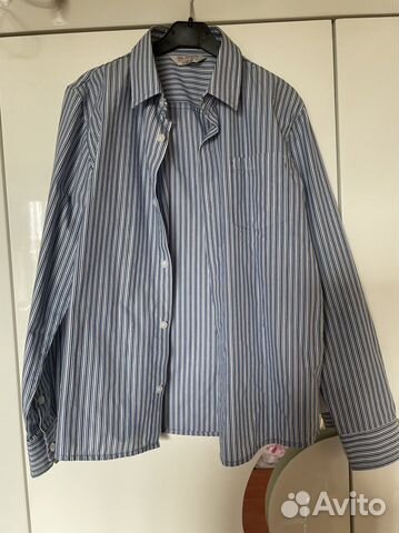 Рубашка для мальчика новая 152 в полоску и голубая