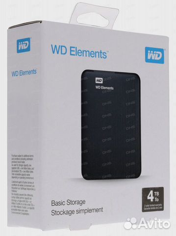 Внешний HDD WD Elements Portable 4 TB (Новый)