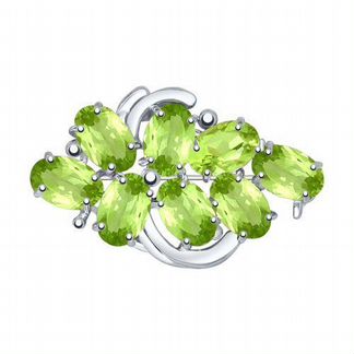 Кольцо. Серьги. Брошь. Серебро Хризолит