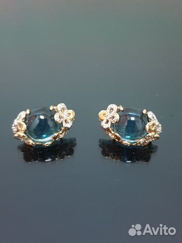 Комплект сережек и кольцо с камнями 585пр (Id9956)