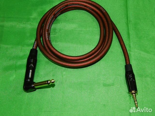 Кабель углом jack 6,35мм на mini jack 3.5мм 1.5m