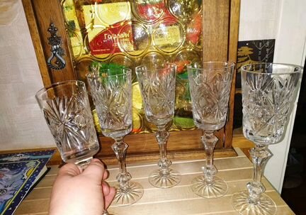 18,2-21,5см Высокие бокалы фужеры СССР хрустальные