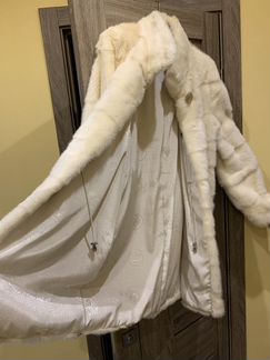 Шуба норковая, белая (слоновая кость)