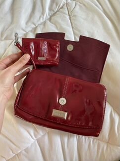 Клатч ecco лакированный бордовый