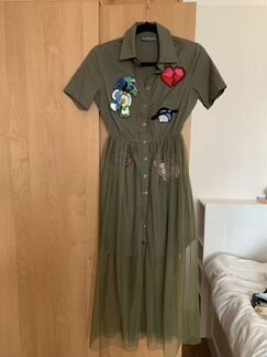 Платье хаки с тюлью