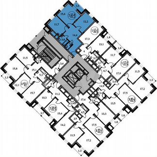 2-к квартира, 61.2 м², 11/17 эт.