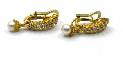 Серьги Золото Бриллианты Жемчуг Красивые очень