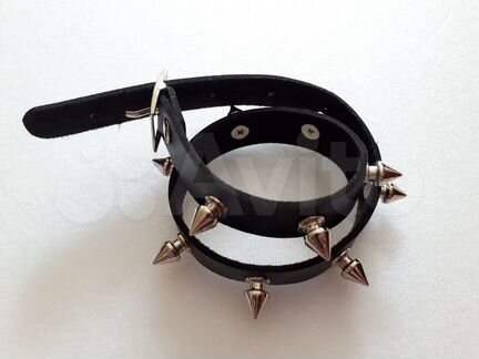 Кожаный чокер ошейник с шипами. Новый