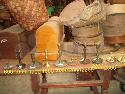 Подсвечники старинные латунные бронзовые с ручкой