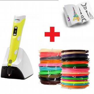 Желтая 3D ручка + 20 метров пластика 3д пен2