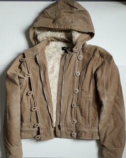 Вельветовая куртка с иск. мехом р.S (42/44)