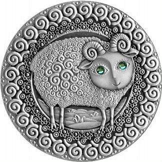 Монета Овен серебро кристаллы Беларусь 2009 год