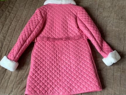 Кожаное пальто с мехом на девочку