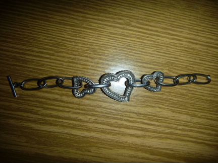 Браслет детский16 см Три сердечка с камешками