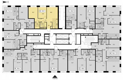 3-к квартира, 67 м², 5/14 эт.