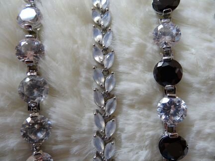 Серебряный браслет. Гранат, горный хрусталь, шуман