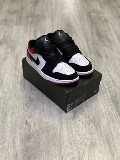 Nike Air Jordan 1 мужские низкие черно-бело-красны