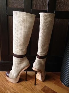 Сапоги текстиль с кожей