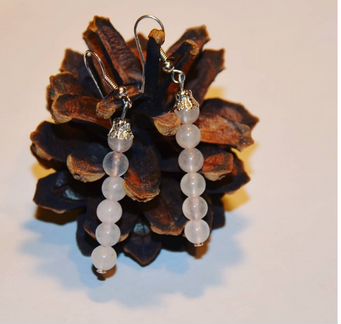 Серьги из розового кварца