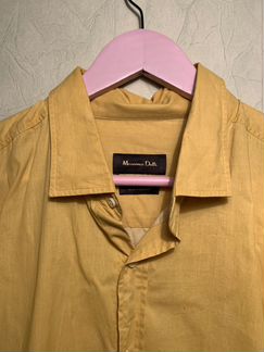 Хлопковая жёлтая рубашка Massimo Dutti