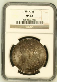 1 доллар США 1884 O в слабе NGC MS 63