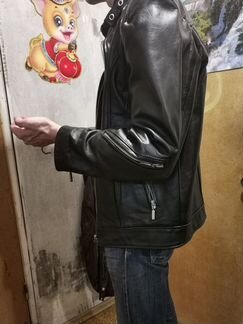 Байкерская кожаная куртка из бычьей кожи