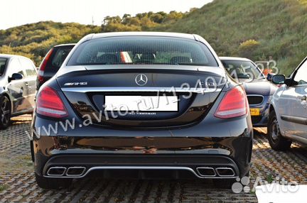 Диффузор и насадки 63 AMG Mercedes C 205 серебро