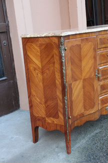 Антикварная тумба-прилавок с мрамором,розовое дере