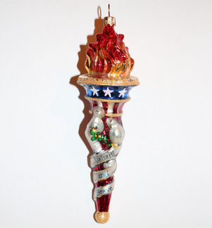 Елочная игрушка Факел флаг США Christopher Radko