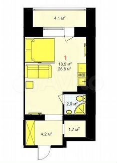 Квартира-студия, 28.8 м², 1/9 эт.