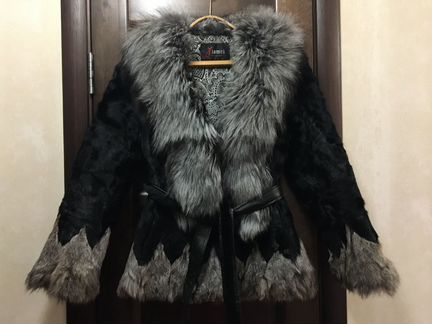 Полушубок из козлика с чернобуркой