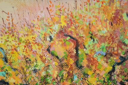 Пейзаж с деревьями, осень, рисунок, картина