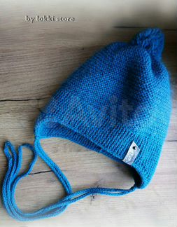 Шапка детская с завязками 100 меринос на заказ