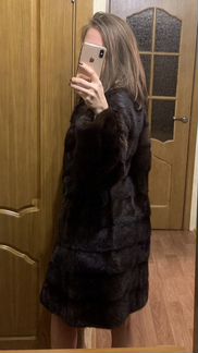 Норковая шуба махагон (коричневая)