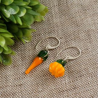 Серьги асимметричные Тыква и Перчик рыжие