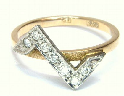 Золотое кольцо 585 пробы с бриллиантами 0.14 ct