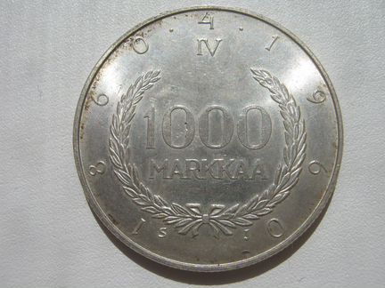 Финляндия 1000 марок 1960 100 лет введения марки