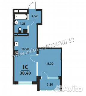 1-к квартира, 38.4 м², 4/20 эт.